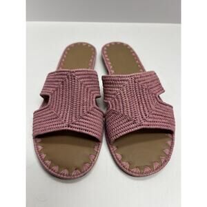 Carrie Forbes Pink Raffia Slide Sandals Women’s 38 Handmade Morocco Woven Flats